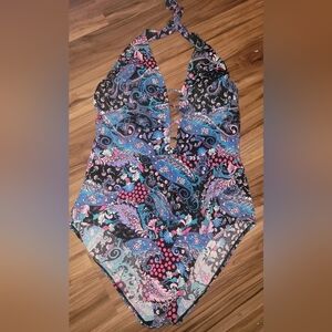 Floral Paisley One-Piece Swimsuit. Size 16. Euc